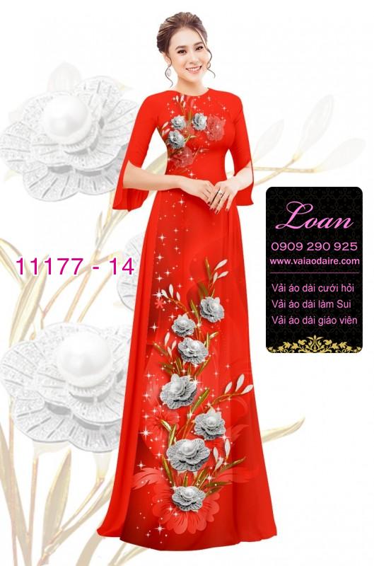 Vải áo dài hoa 3D