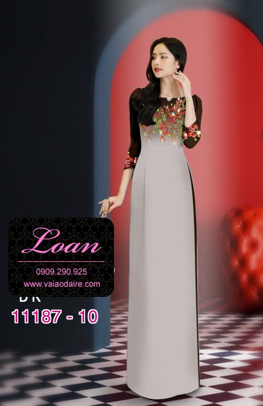 Vải áo dài hoa 3D