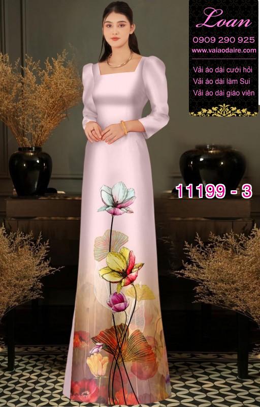 Vải áo dài hoa 3D