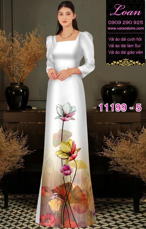 Vải áo dài hoa 3D