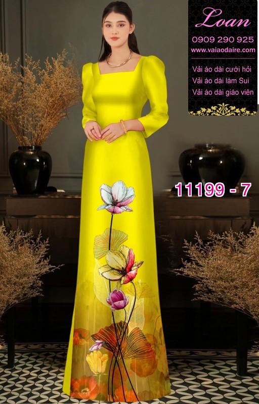 Vải áo dài hoa 3D