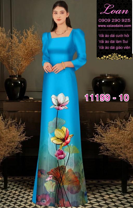 Vải áo dài hoa 3D