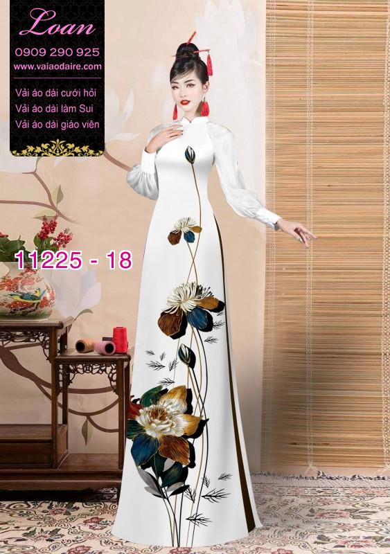Vải áo dài hoa 3D