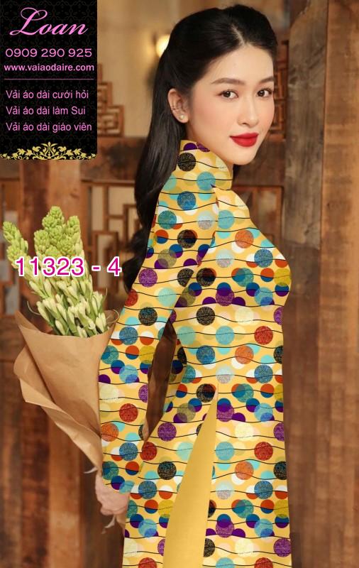 Vải áo dài chấm bi lớn