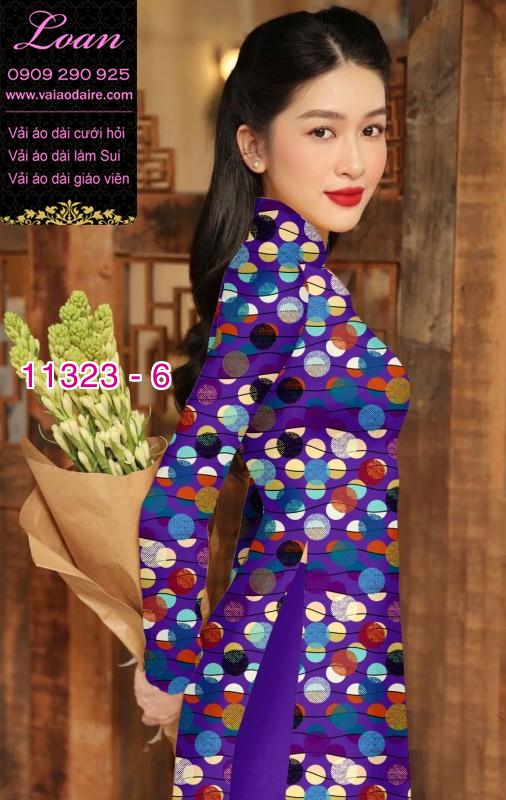 Vải áo dài chấm bi lớn