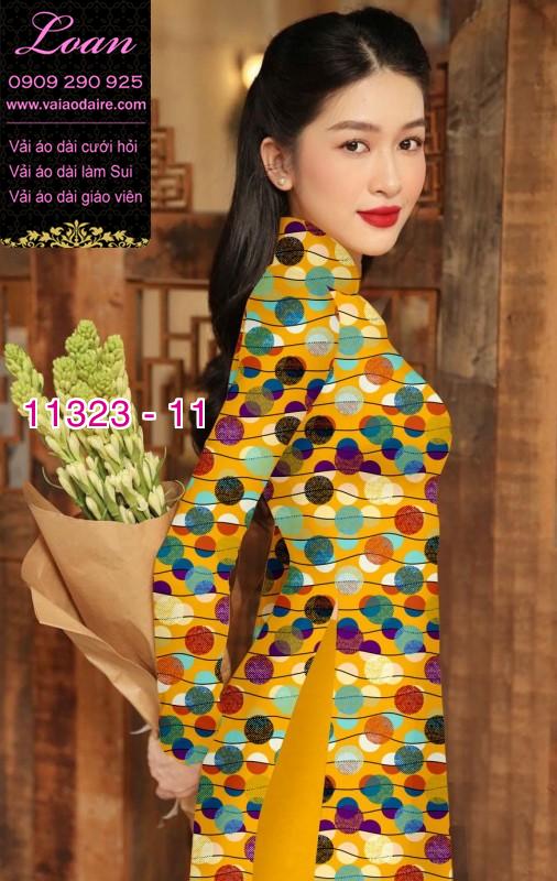 Vải áo dài chấm bi lớn