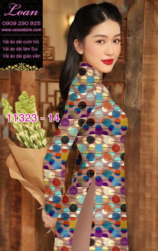 Vải áo dài chấm bi lớn