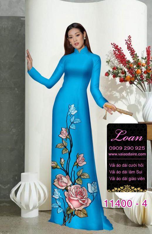 Vải áo dài hoa 3D