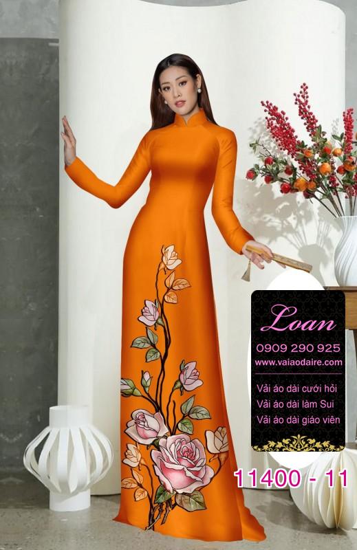 Vải áo dài hoa 3D