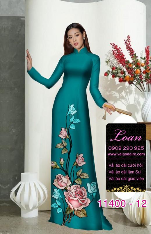 Vải áo dài hoa 3D
