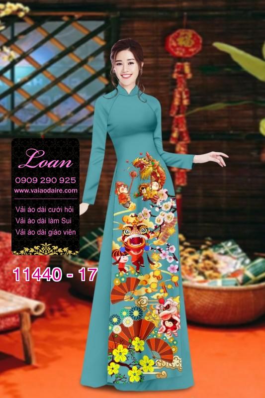 Vải áo dài tết hoa đào