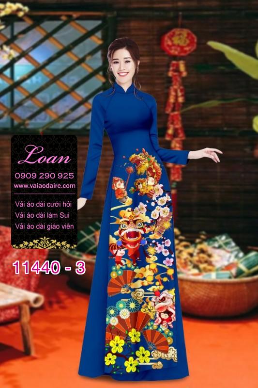 Vải áo dài tết hoa đào