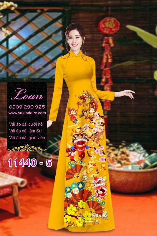 Vải áo dài tết hoa đào