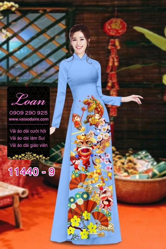 Vải áo dài tết hoa đào