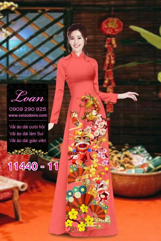 Vải áo dài tết hoa đào