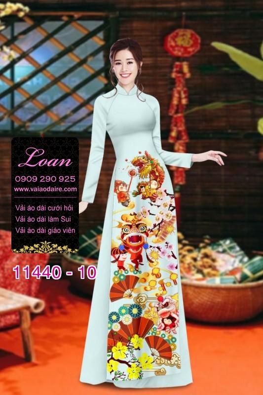 Vải áo dài tết hoa đào