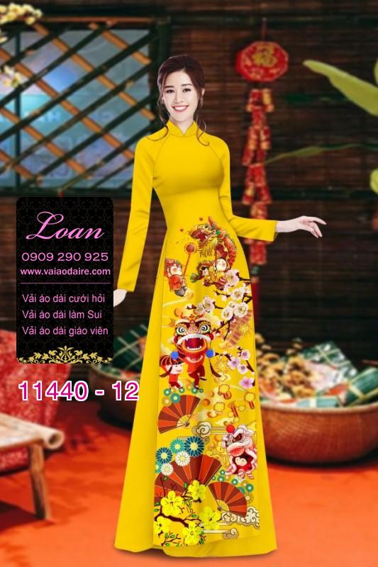 Vải áo dài tết hoa đào