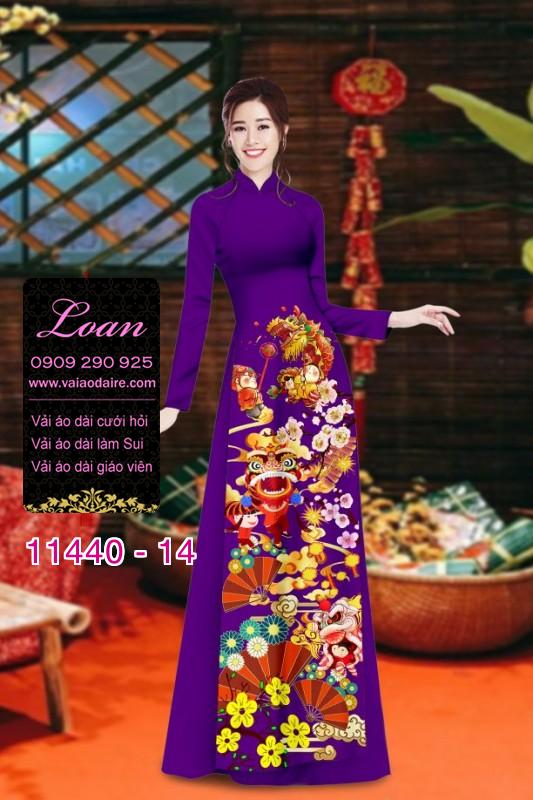 Vải áo dài tết hoa đào