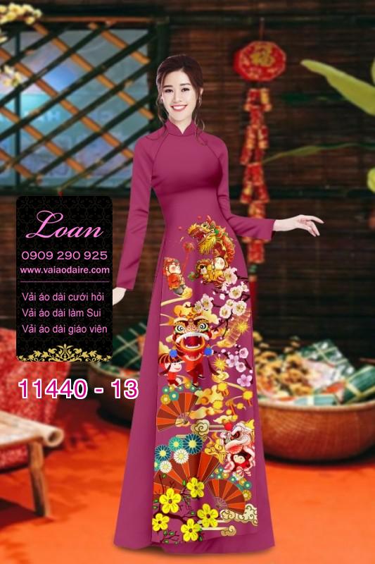 Vải áo dài tết hoa đào