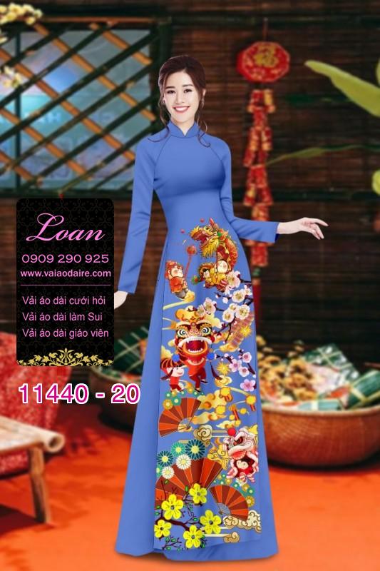 Vải áo dài tết hoa đào