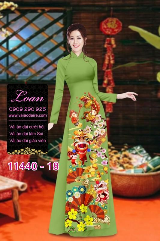 Vải áo dài tết hoa đào