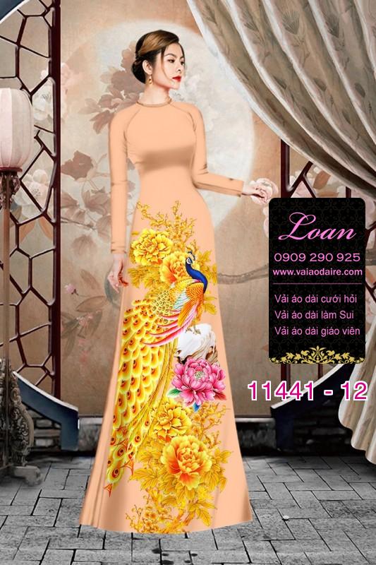 Vải áo dài tết chim công