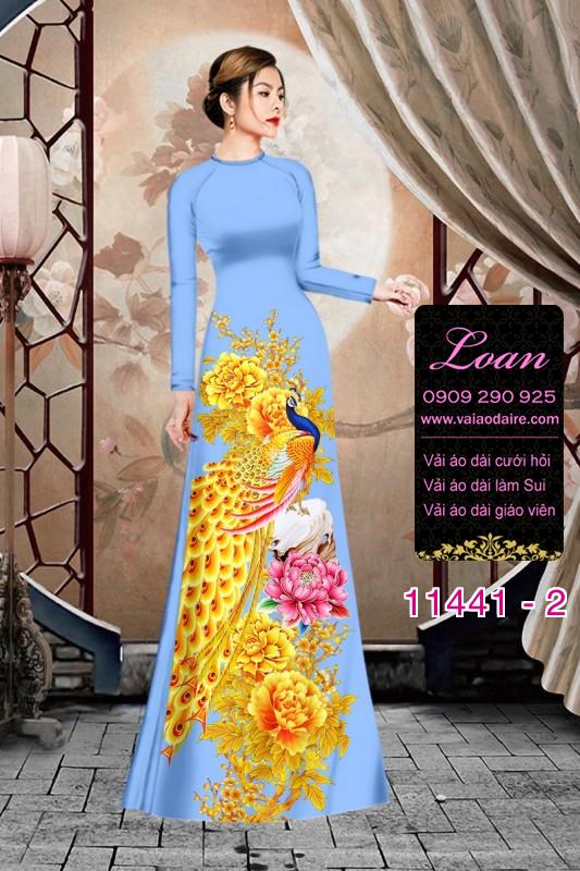 Vải áo dài tết chim công