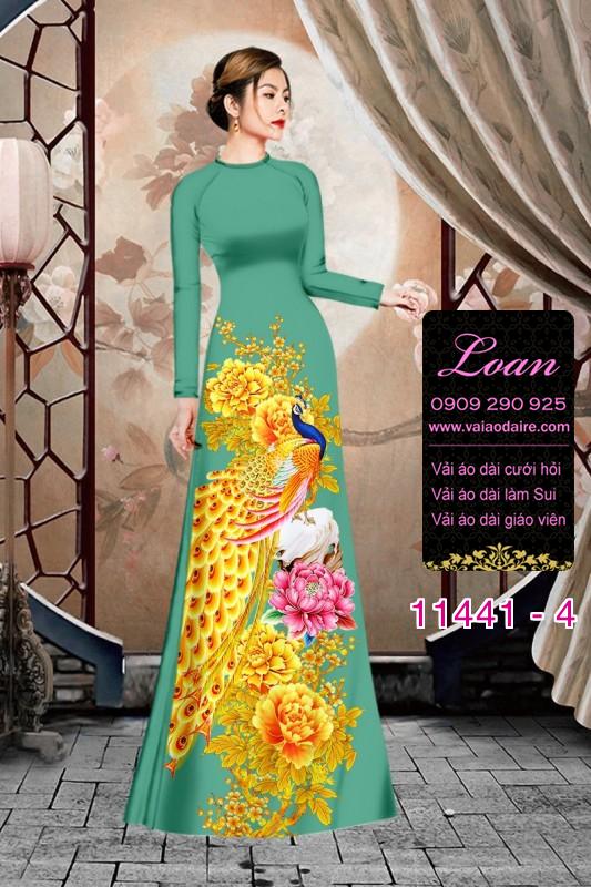 Vải áo dài tết chim công