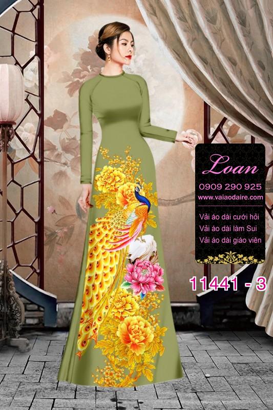 Vải áo dài tết chim công