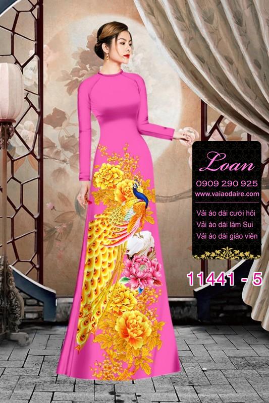 Vải áo dài tết chim công