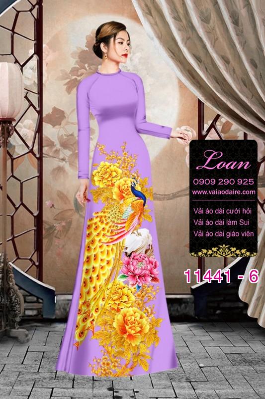 Vải áo dài tết chim công