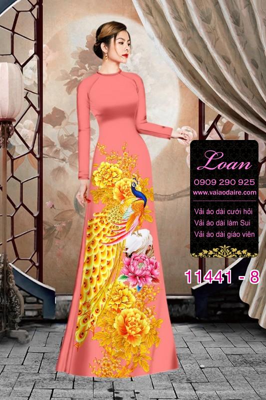 Vải áo dài tết chim công