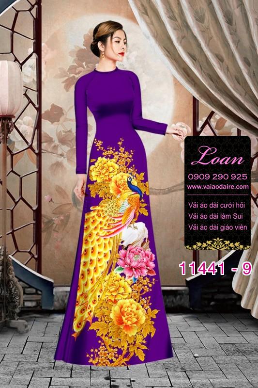 Vải áo dài tết chim công