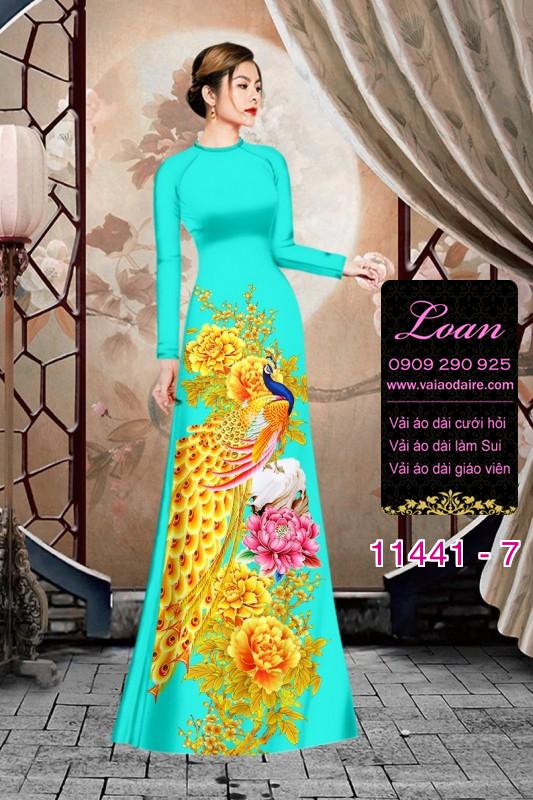 Vải áo dài tết chim công