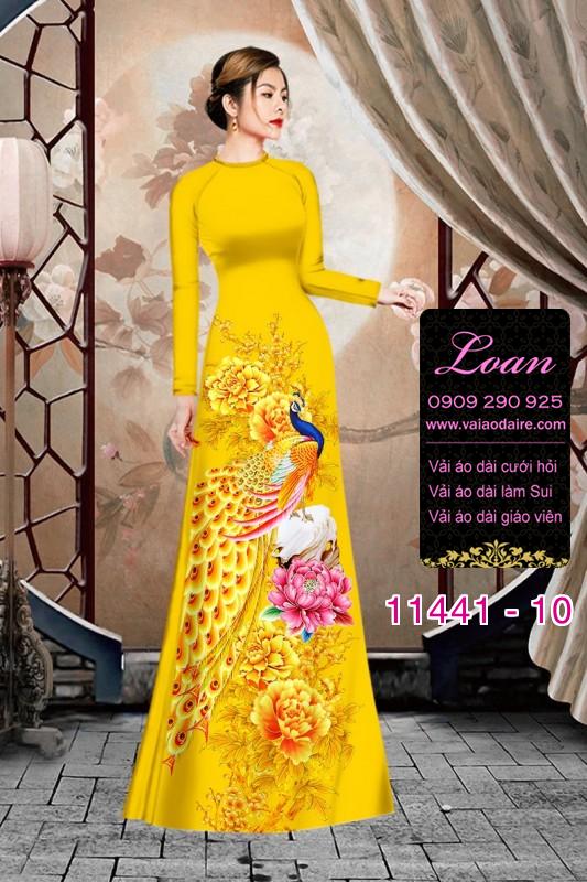Vải áo dài tết chim công