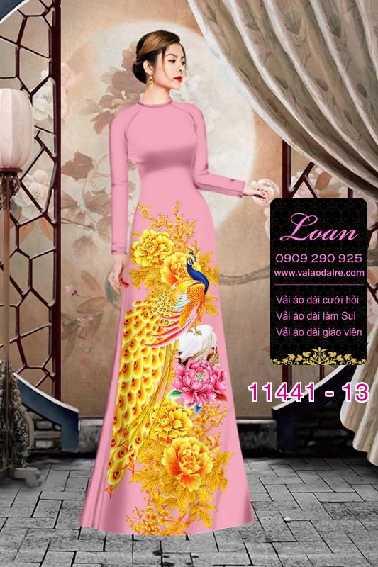 Vải áo dài tết chim công