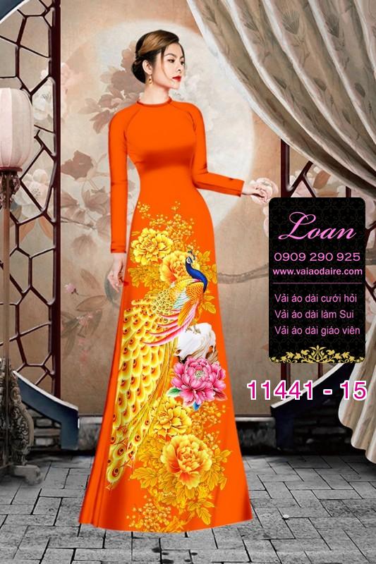 Vải áo dài tết chim công