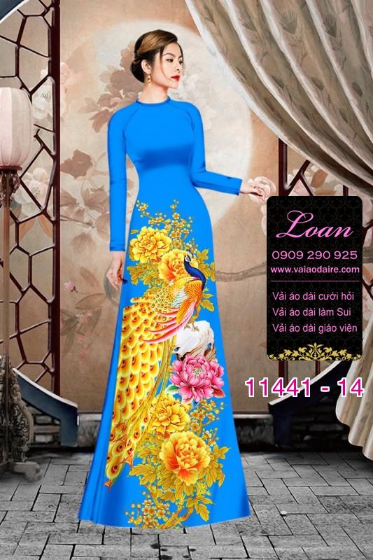 Vải áo dài tết chim công