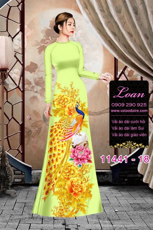 Vải áo dài tết chim công