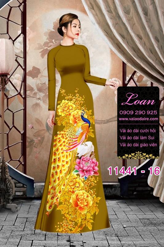 Vải áo dài tết chim công