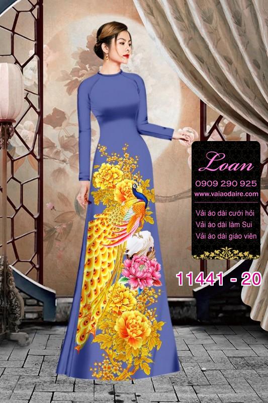 Vải áo dài tết chim công