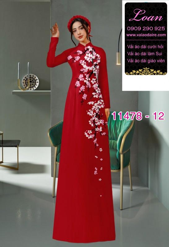 Vải áo dài hoa đào