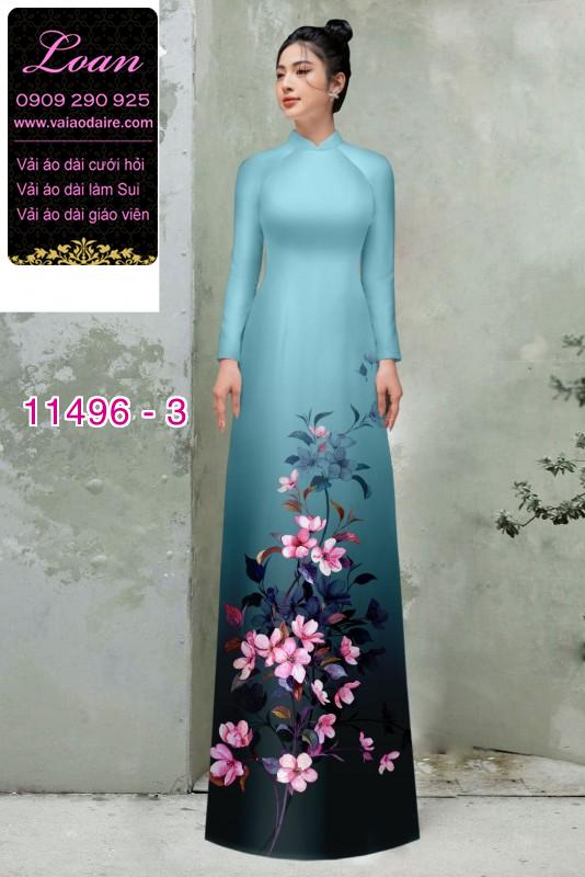 Vải áo dài hoa 3D