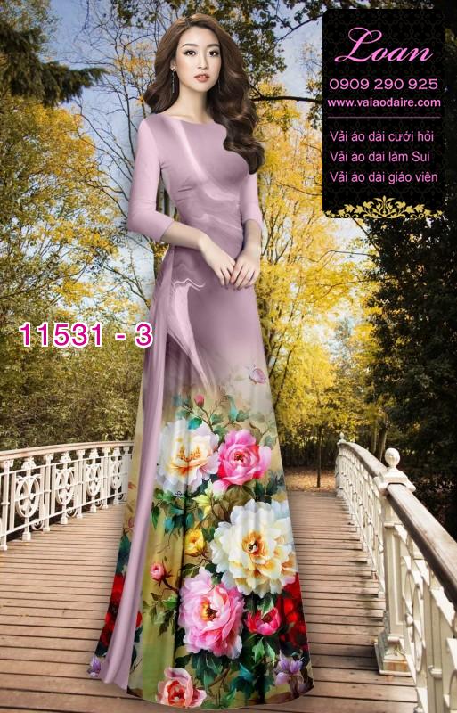Vải áo dài hoa 3D Vải áo dài hoa 3D