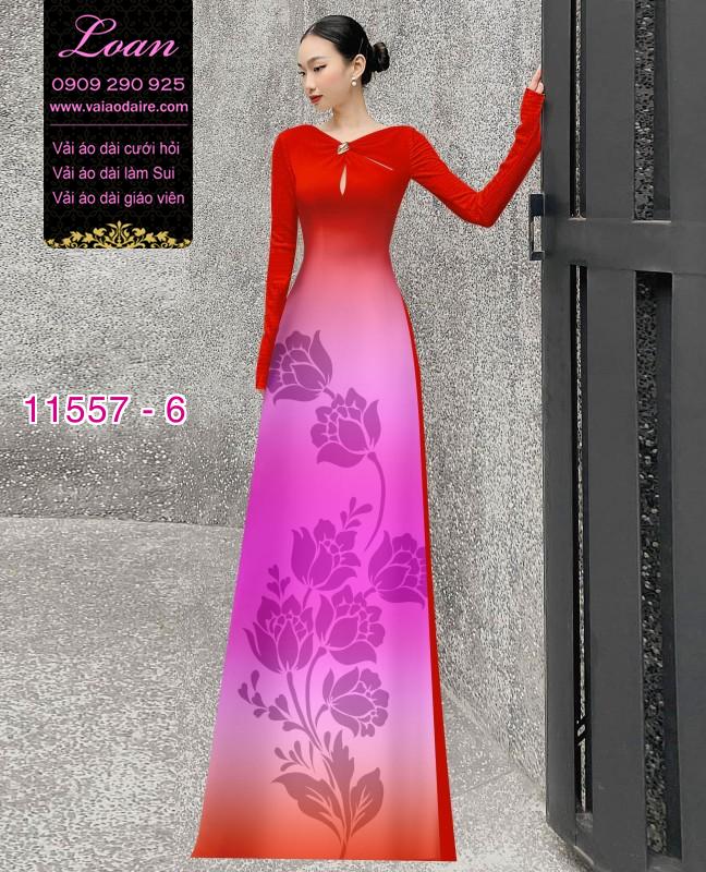 Vải áo dài hoa 3D