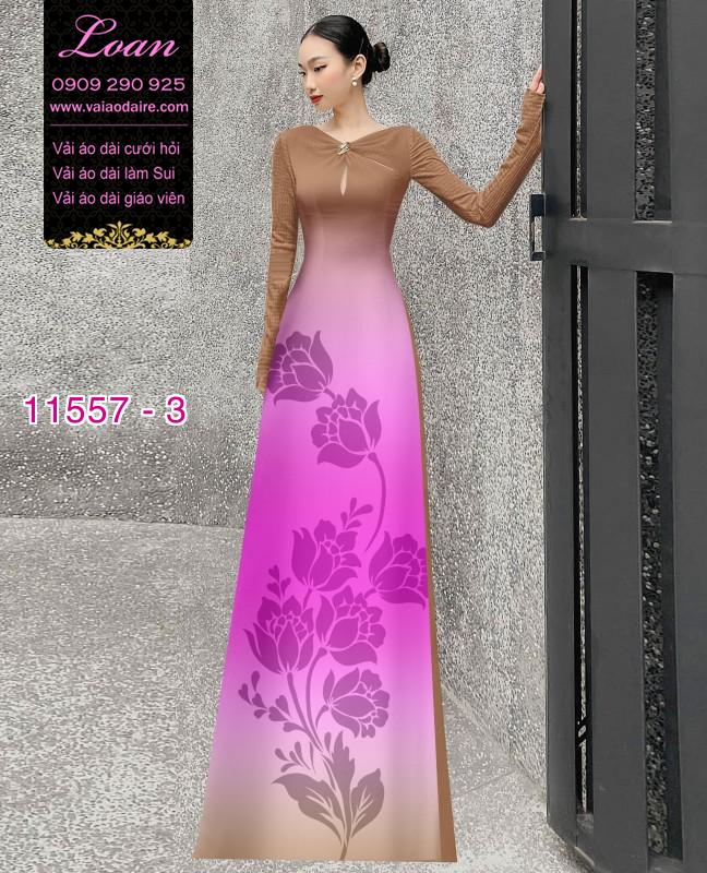 Vải áo dài hoa 3D