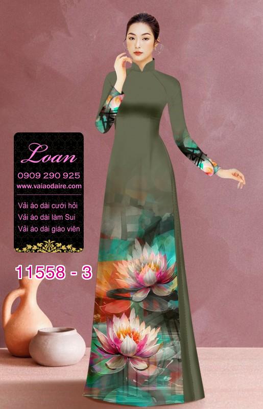 Vải áo dài hoa 3D