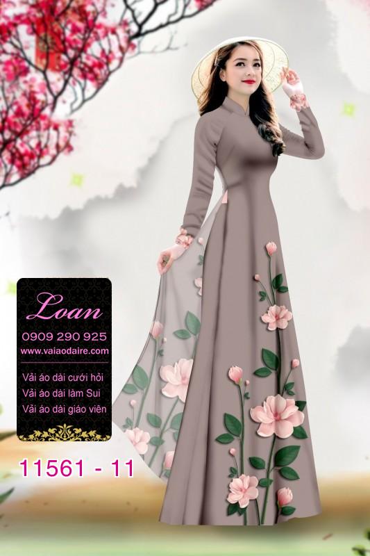 Vải áo dài hoa 3D