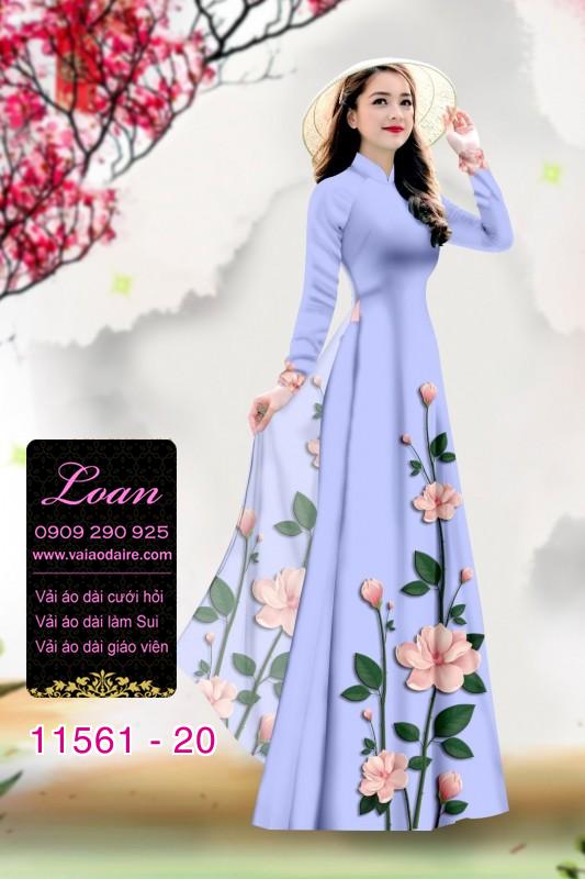 Vải áo dài hoa 3D