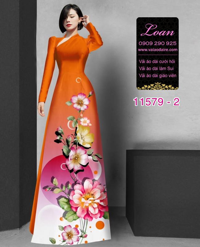 Vải áo dài hoa 3D